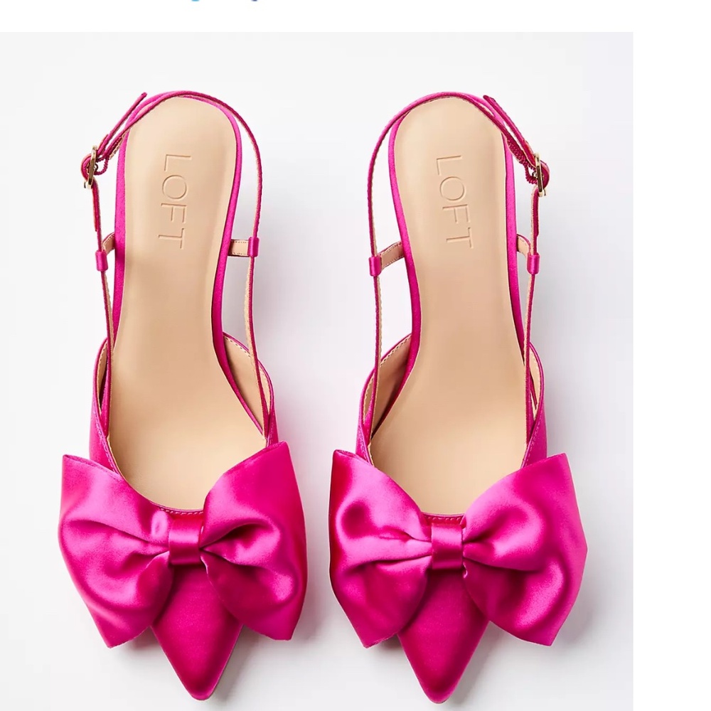 Loft Pink Satin Bow Kitten Heels